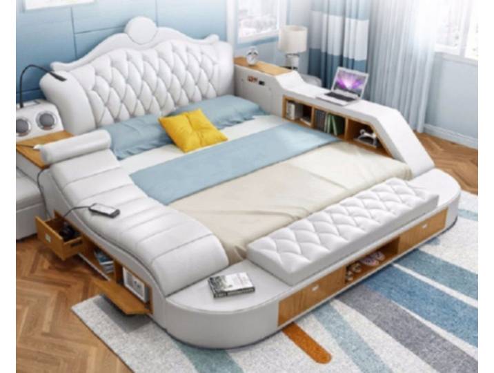 JVmoebel Multimediabett Polsterbett aus Leder im Chesterfield-Stil (1-tlg), Made in Europa