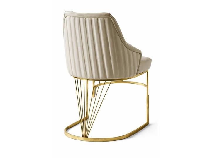 Xlmoebel Esszimmerstuhl Eleganter Stuhl mit cremefarbener Polsterung und goldenen Akzente, Made in Europa