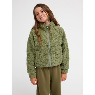 Fleecejacke ROXY "BLURRY CLOUD RG", Mädchen, Gr. 14, grün (oil grün outline), Obermaterial: 100% Polyester, Jacken Fleecejacke, für Teens, weiches Obermaterial aus Polyester, robuste Verarbeitung