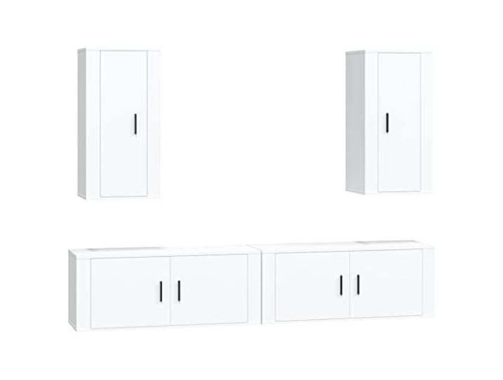 Kaorsrow 4-TLG. TV-Schrank-Set Wandmontage Weiß Holzwerkstoff Platzsparende Hängeboards fürs Wohnzimmer schaffen ordentliche Ablageflächen für Mediengeräte und Zubehör.