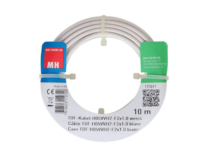 Max Hauri AG TDF-Kabel H05Vvh2-F2X1.0 10m weiss