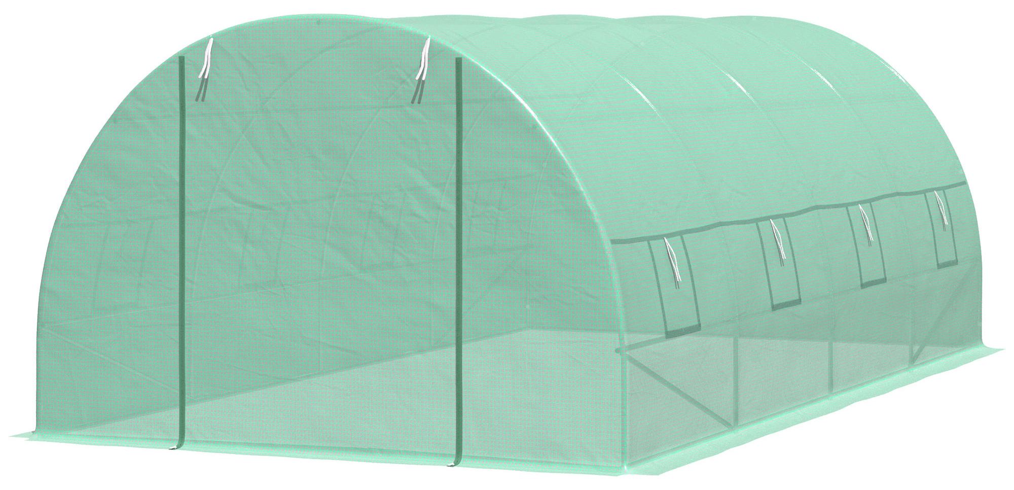 Tunnelgew?chshaus mit Rolltor und 8 Fenstern, Gartengew?chshaus mit PE-Abdeckung und Stahlkonstruktion, 6 x 3 x 2 m, Grš¹n
