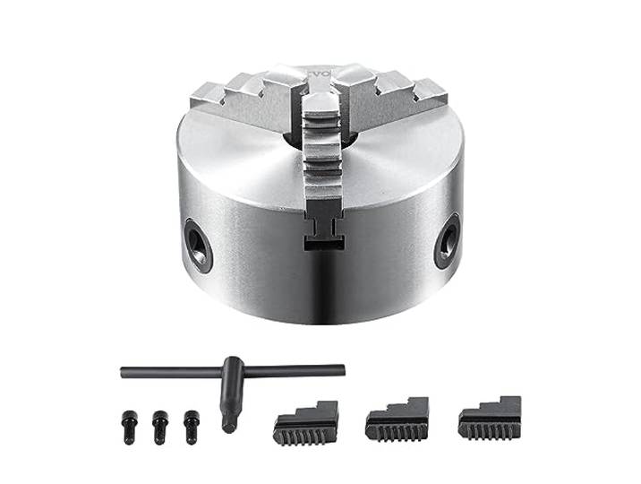 VEVOR Mandrin de tour à 3 mâchoires\, mandrin de tour auto-centrant de 15\,2 cm\, plage de serrage de 3\,5 à 160 mm avec vis de fixation à clé en T\, mâchoires réversibles\, pour imprimante 3D\, fraiseuse