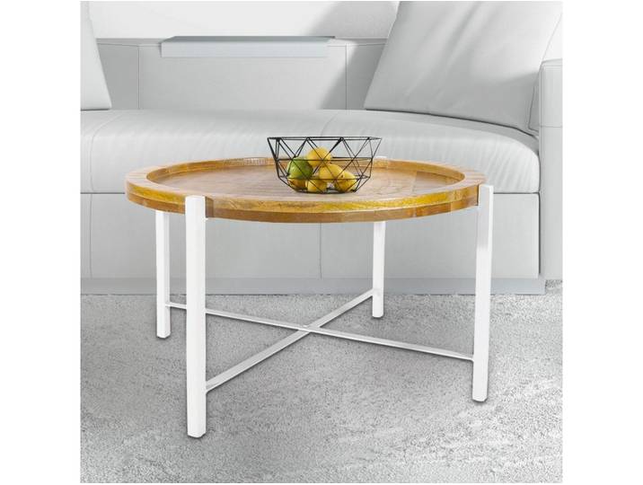 soma Couchtisch Couchtisch ø75cm Beistelltisch Wohnzimmer Tisch rund Sioux Metall Ges, tabacco - white