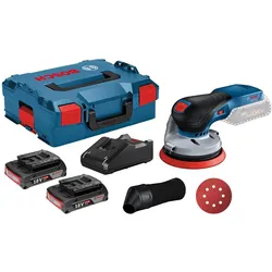 Bosch Professional, Schleifmaschine + Poliermaschine, Akku-Exzenterschleifer GEX 18V-125 / 2x 2,0 Ah Akku + Ladegerät in L (Exzenterschleifer)