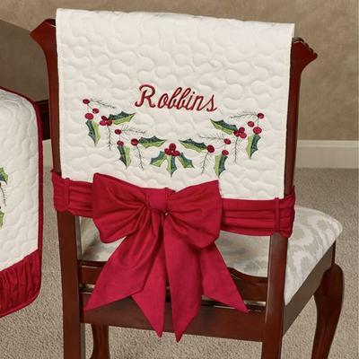 Touch of Class Holly Wreath Chair Covers Ivory Set of Two, Set of Two, Ivory