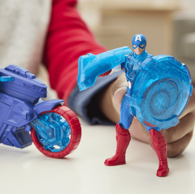 Marvel Avengers Captain America Shield-Shot Cycle Figure and Vehicle for Kids - Hasbro - 10cm Action Figure with 9 Points of Articulation