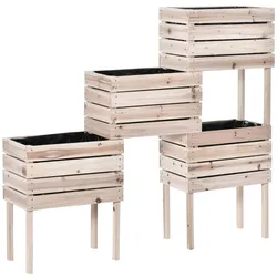 4 tlg. Hochbeet aus Holz 4 Kombinationsmodi Blumenkasten Garten Natur