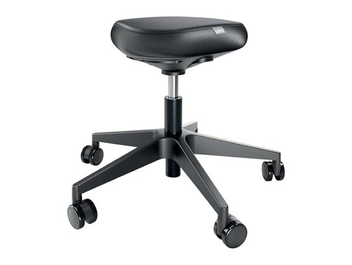 Leitz Ergo Tabouret Ergonomique sur roulettes\, Hauteur réglable (46–59cm) : Coussin Mousse Double densité\, Selle Ergonomique pour Bureau\, télétravail\, Pros\, Loisirs\, Gamme Ergo\, Noir\, 65780095