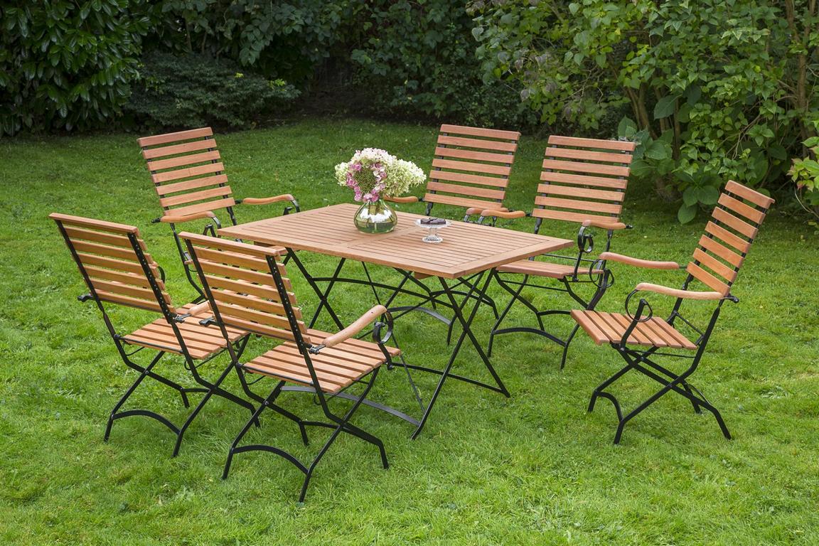 MERXXHANDELS Schlossgarten Set 7tlg 6 Sessel Tisch 120x80cm 16909244