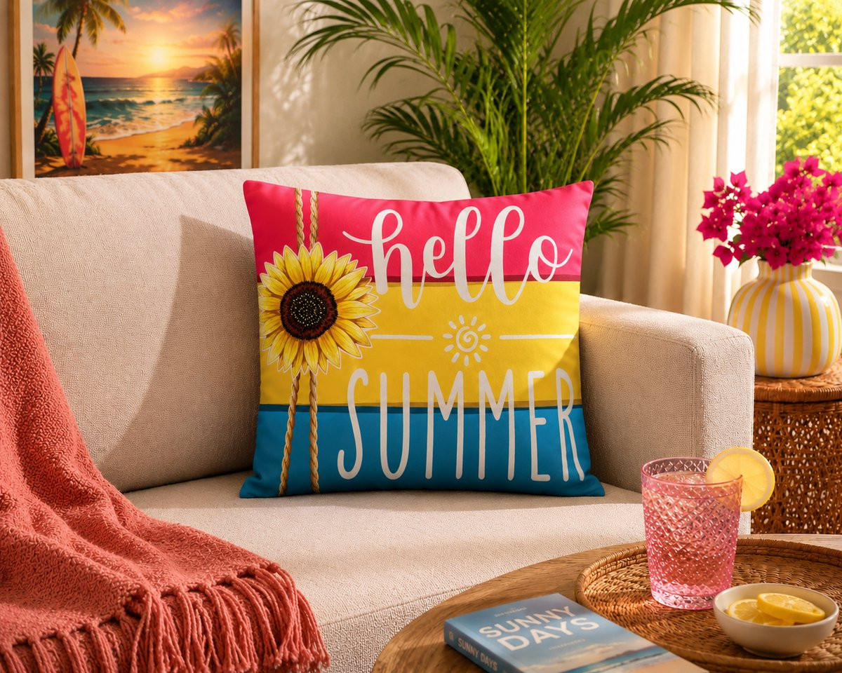 Sunny Days Collection Kussenhoes met Zomerprint - Decoratieve Sierkussenhoes - 40 x 40 cm