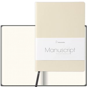Hahnemühle Notizbuch Manuscript, recycletes Leder-Softcover, beige, 96 Blatt / 192 Seiten, 100 g/m², dotted, A5