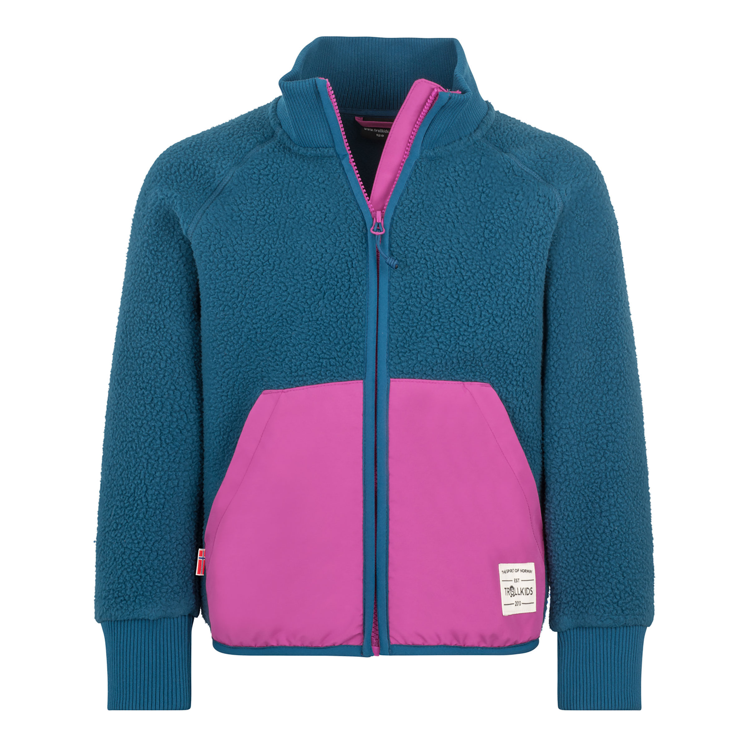 Trollkids Vega Kinder Fleecejacke madeira blue-bright berry Größe 104 Lifestyle Elastisch