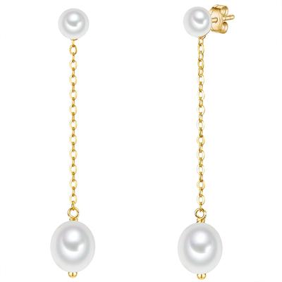 Paar Ohrhänger VALERO PEARLS "Set: VP865", gold (gelbgold), Ohrringe, Damen, 51,1, Silber 925 (Sterlingsilber), aus Sterling Silber