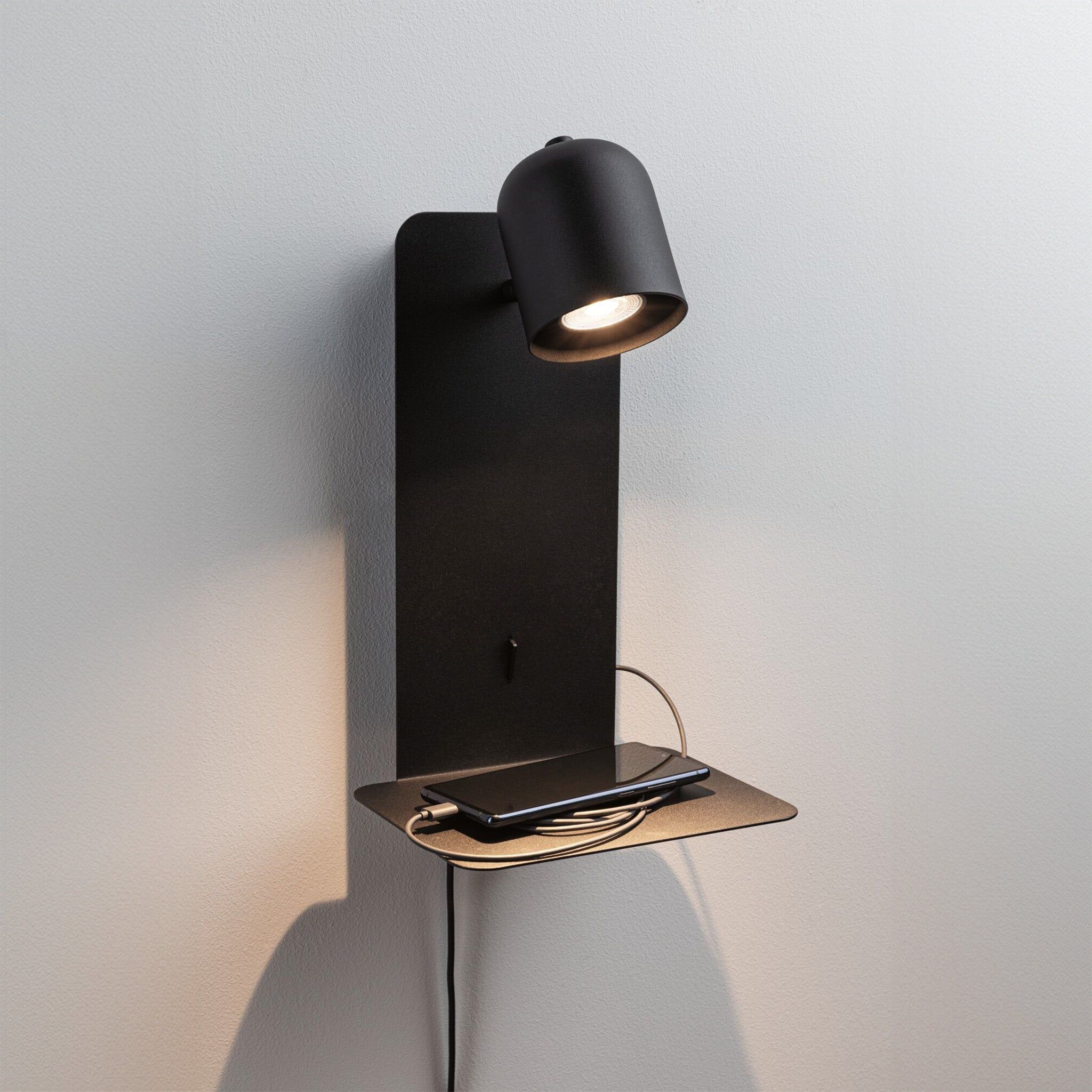 Paulmann - Malena 5W Wall Light with USB Charging Port in Black Matt