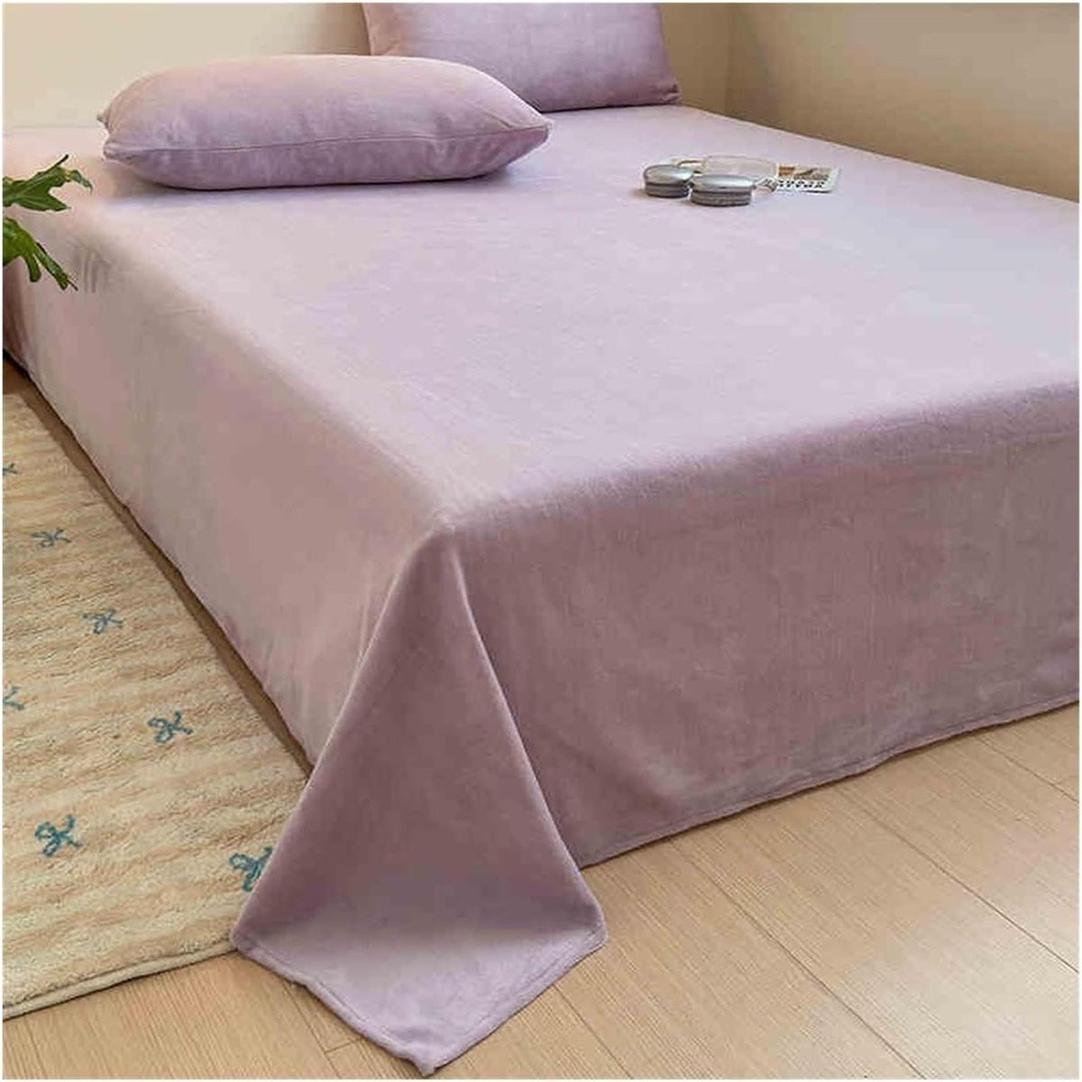 Merkloos Flanel Warm Onderlaken - Fleece Laken - Paars - 240 x 270 cm