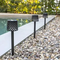 4 Schwarze New Garden GRETITA LED Erdspieß Leuchten Solar Akku Recycled Ocean Plastic