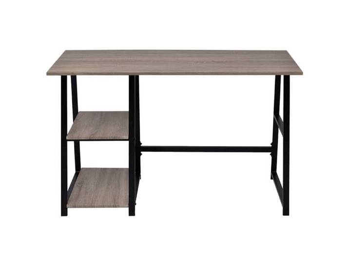 (ekk24a）Gris Bureau avec 2 étagères Gris et chêne - Fourniture de bureau - Design Moderne