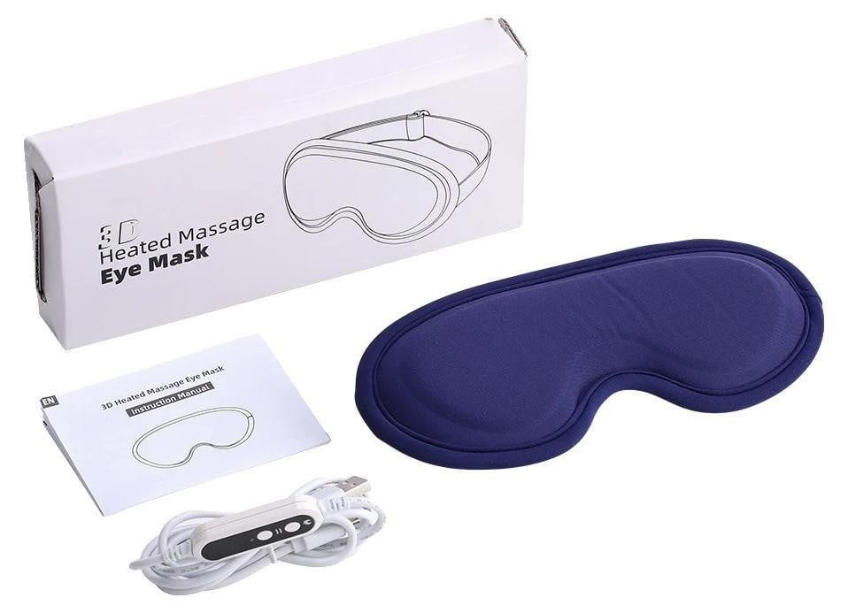 Blauw oogmasker voor verwarmende ontspanning met verstelbare vibratie