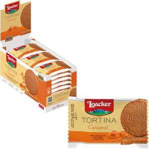 Loacker Waffeln Tortina Caramel, Waffeltörtchen, mit Schokolade & Karamell, einzeln verpackt, 504 g, 24 Stück