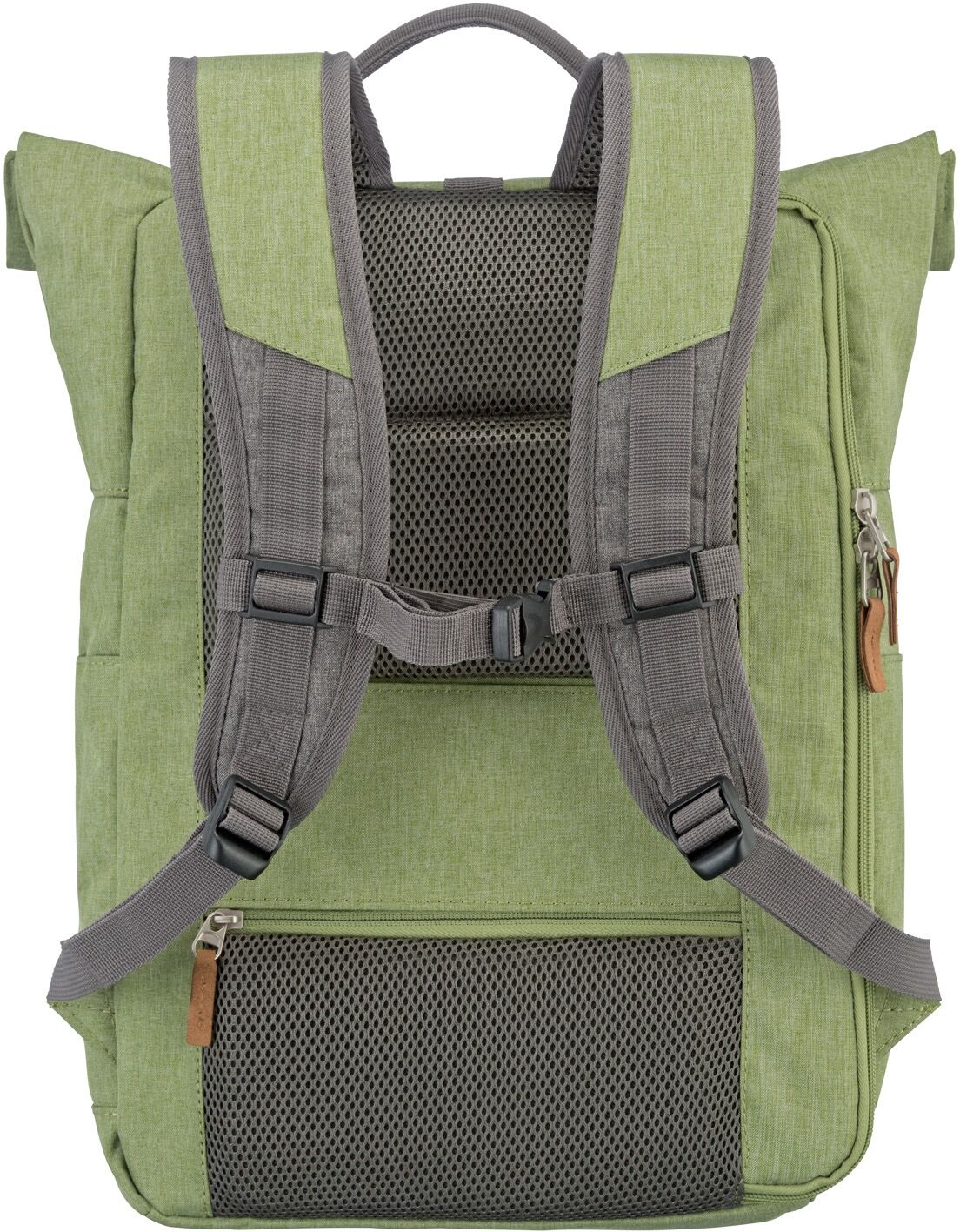 Freizeitrucksack TRAVELITE "BASICS Rollup Rucksack", Damen, Gr. B/H/T: 37cm x 60cm x 16cm, grün (grün, grau), Polyester, Rucksäcke Freizeitrucksack, mit variablem Rollup-Verschluss grün, grau B/H/T: 37cm x 60cm x 16cm