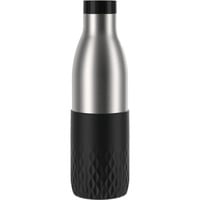 BLUDROP Sleeve Isoliertrinkflasche 0,7 Liter, Thermosflasche schwarz, Edelstahl, Silikonmanschette