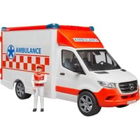 02676 MB Sprinter Ambulanz mit Fahrer, Modellfahrzeug rot/weiß