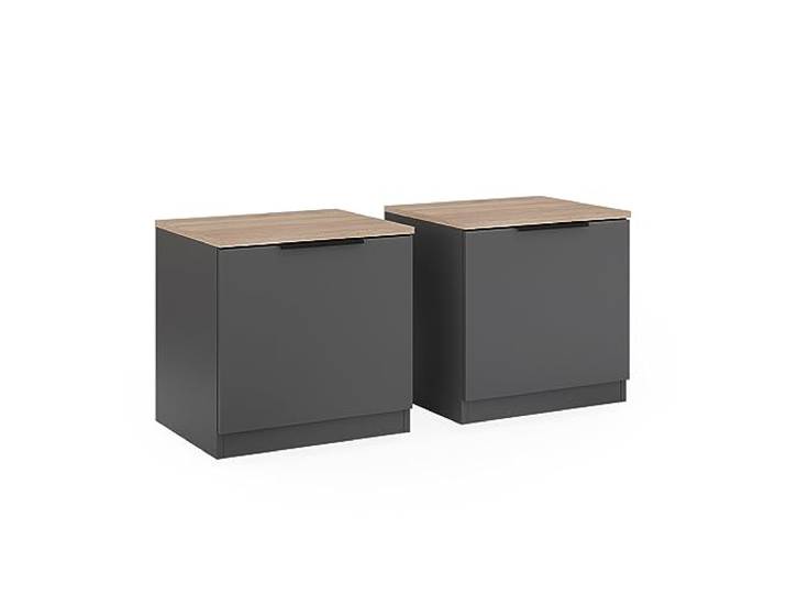 Vicco Nachttisch Betti , Anthrazit/Sonoma 50 x 50 cm 2er Set, zur Ablage von Alltagsgegenständen und kombinierbar