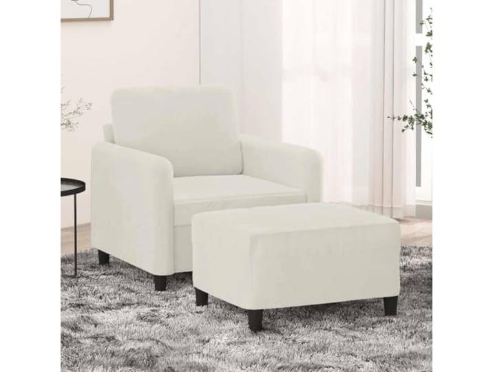 HEFZGDB Sessel mit Hocker Creme 60 cm Samt Polsterung – Robuster Velours Bezug und Stabiles Metallgestell für Langlebigkeit, Bequeme Sitzfläche mit Dicker Polsterung und Vielseitig