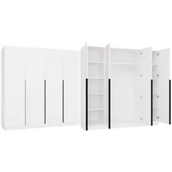 Kleiderschrank SENSO 4D 200 CM 4 Türen Schwarze Griffe für Wohnzimmer Schlafzimmer WEISS