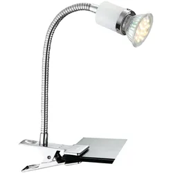 LED Klemmlampe LED Schwanenhals Tischlampe Klemmleuchte weiß mit Netzstecker Klemmleuchte Schreibtisch, Flexo-Spot, Chrom, 1x GU10 3W 250lm warmweiß, Bett Küche