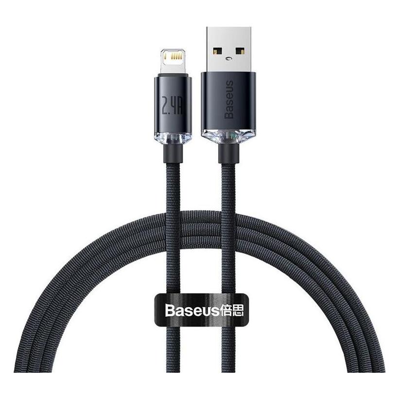 Baseus Crystal Shine Series Fast Charging Data Cable USB to iP 2.4A 1.2m Black (1.20 m, USB 2.0, 20 W) (CAJY000001)