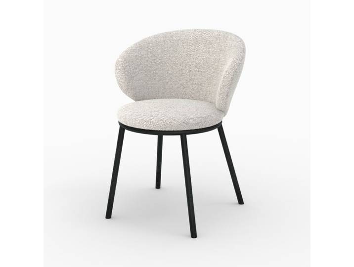 Chaise en tissu beige et pieds en métal noir - Angèle - Maison Pavane