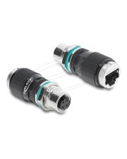 Delock M12 Adapter D-kodiert 4 Pin Buchse zu RJ45 zum Einbau rund (90663)