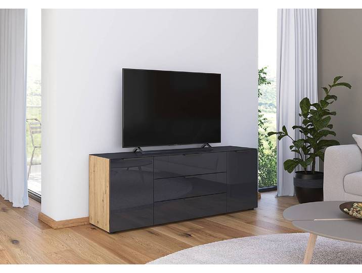 TV-Lowboard Flipp Glas Typ B Front & Deckplatte: Glas Korpus: Spanplatte, lackiert Korpus: MDF Mitteldichte Holzfaserplatte , lackiert