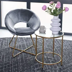 HOME DELUXE Samtstuhl mit Beistelltisch SELESA - Grau
