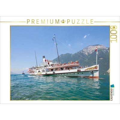 CALVENDO Puzzle 'Stadt Luzern' Raddampfer 1928 | 1000 Teile Lege-Größe 64x48cm Foto-Puzzle für glückliche Stunden