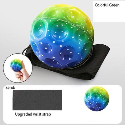 Rare Purchases High Elasticity New Colorful Bouncy Balls, Rubber Hand Ball Rubber Hole Ball Decompression Toy With Wristband, Fun Gift colorful Green