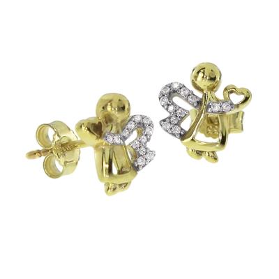 Paar Ohrstecker OSTSEE-SCHMUCK "- Engel - Gold 333/000 - Zirkonia" Gr. 9, gold (gold 333, goldfarben, gelb), Ohrringe, Damen, 9, Gelbgold 333