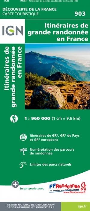 Carte des itinéraires de Grande Randonnée en France   IGN