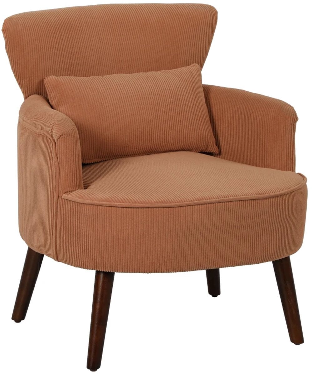 Zylaro Moderne Gestoffeerde Lounge Fauteuil met Lendenkussen en Rubberhouten Poten - Oranje