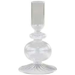 Chic Antique Glas Kerzenständer Karamel, H14 x Ø7,5 cm, klar