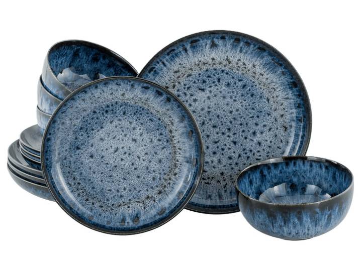 creaTable Tellerset 12-tlg ALLROUND, blau, Steinzeug