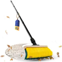Novaliv Premium Krallenbesen mit Stiel 50cm, Spezialbesen gebogenen Borsten - Ideal als Gartenbesen, Reinigungsutensil, Grün, Gelb