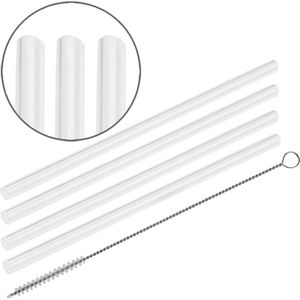 Fackelmann Strohhalme 54845 Rio Party, aus Glas, Länge 22cm, wiederverwendbar, transparent, 4 Stück
