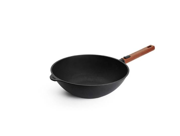 Wok WOLL Eco Logic QXR 30 cm mit abnehmbarem Griff , schwarz, H:10cm Ø:30cm, Pfannen, Wok