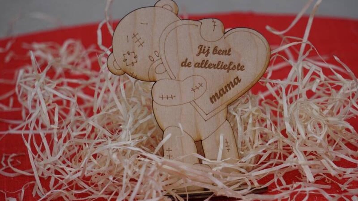 Decoratief Beeld Moederdag van Gege Graveer en Stempels - Hout - Bruin - 12,5 x 10 cm