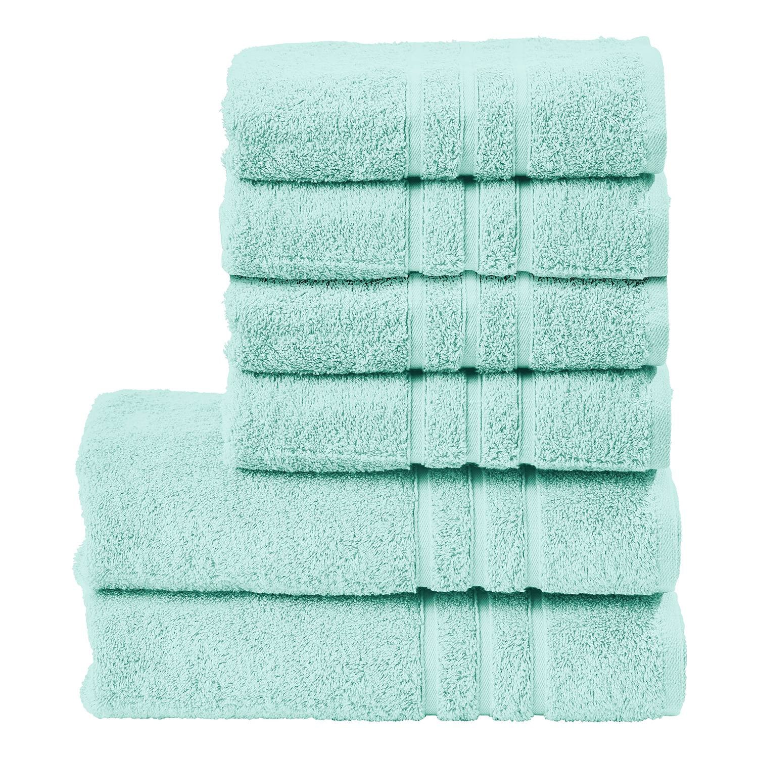 home24 Set handdoeken Uni 6-delig turquoise