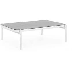 Gartencouchtisch Florencia aus Aluminium und Glas, modern rechteckig, weiß, für Outdoor