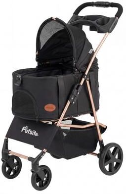 Costway 3-in-1 Pet Stroller for Small Medium Dogs Foldable with Detachable Carrier-Black